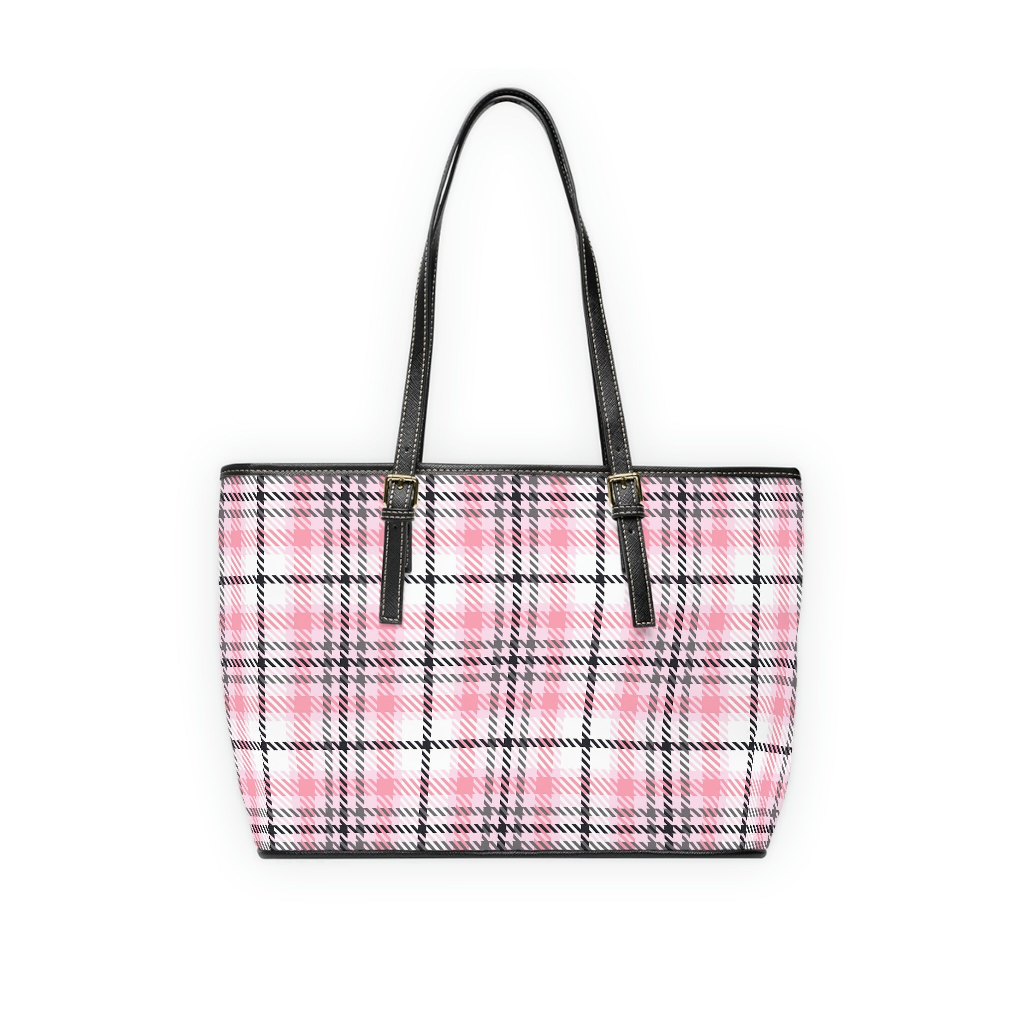 Pink Plaid Vegan Leather Shoulder Bag