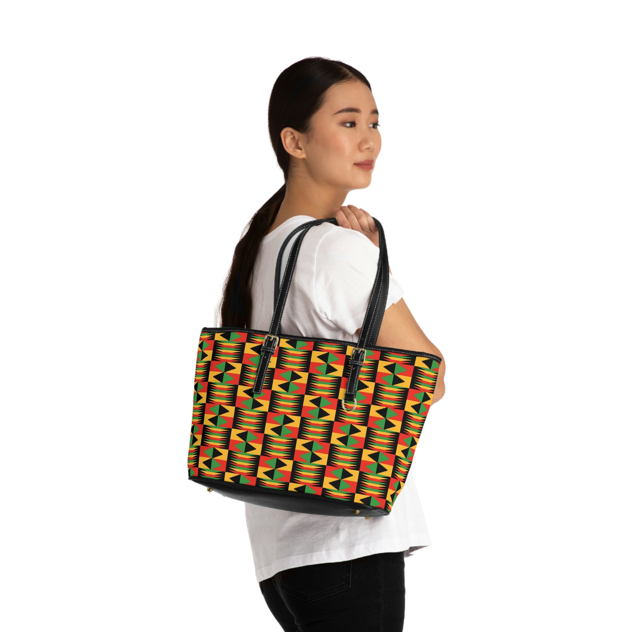 Kente Leather Shoulder Bag