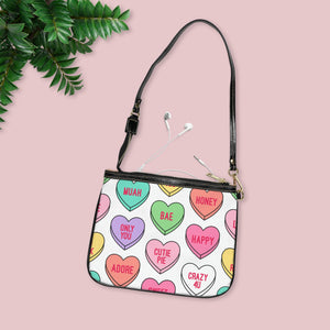 Candy Hearts Small Vegan Leather Shoulder Bag