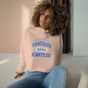 Pink with Blue Plaid Print Crop Hoodie