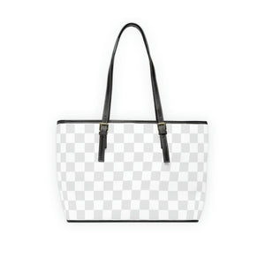 Grey White Check Print Vegan Leather