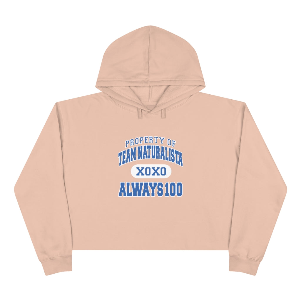 Pink with Blue Plaid Print Crop Hoodie