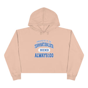 Pink with Blue Plaid Print Crop Hoodie
