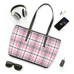 Pink Plaid Vegan Leather Shoulder Bag