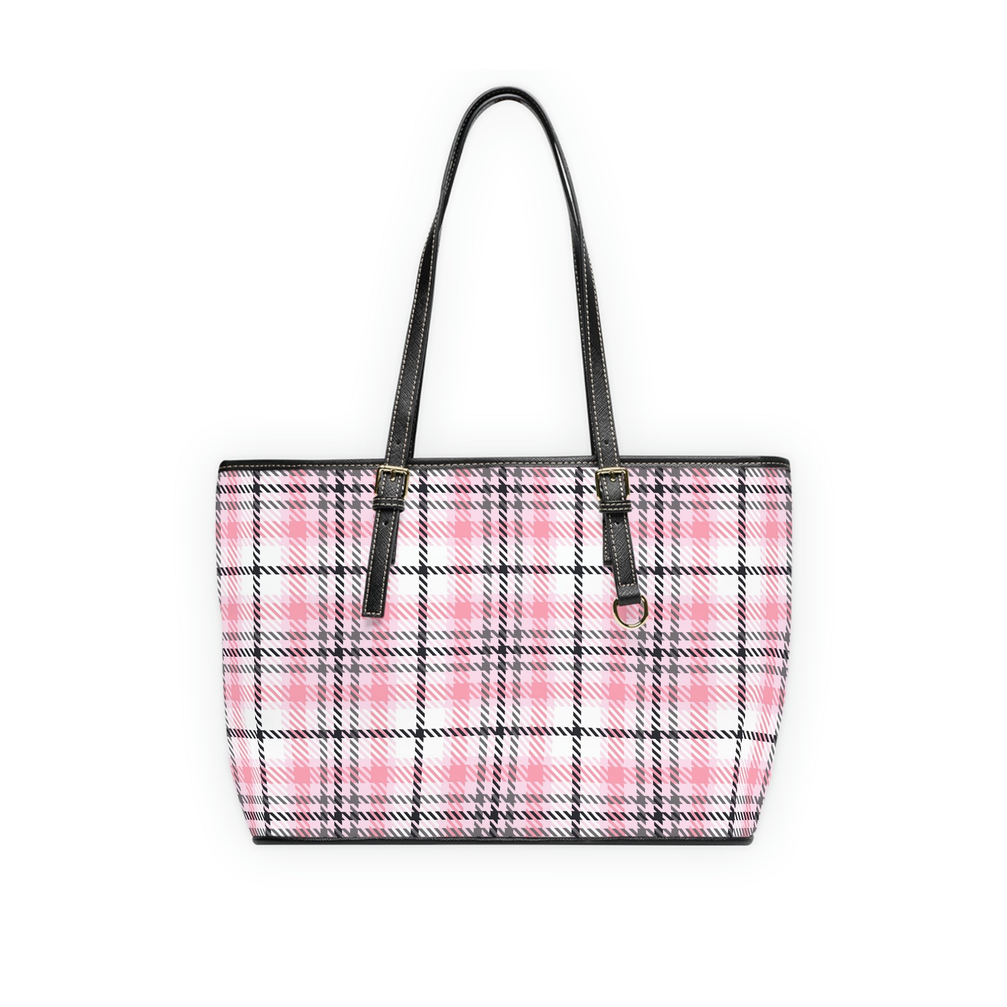 Pink Plaid Vegan Leather Shoulder Bag