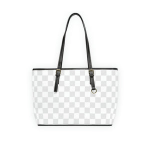 Grey White Check Print Vegan Leather