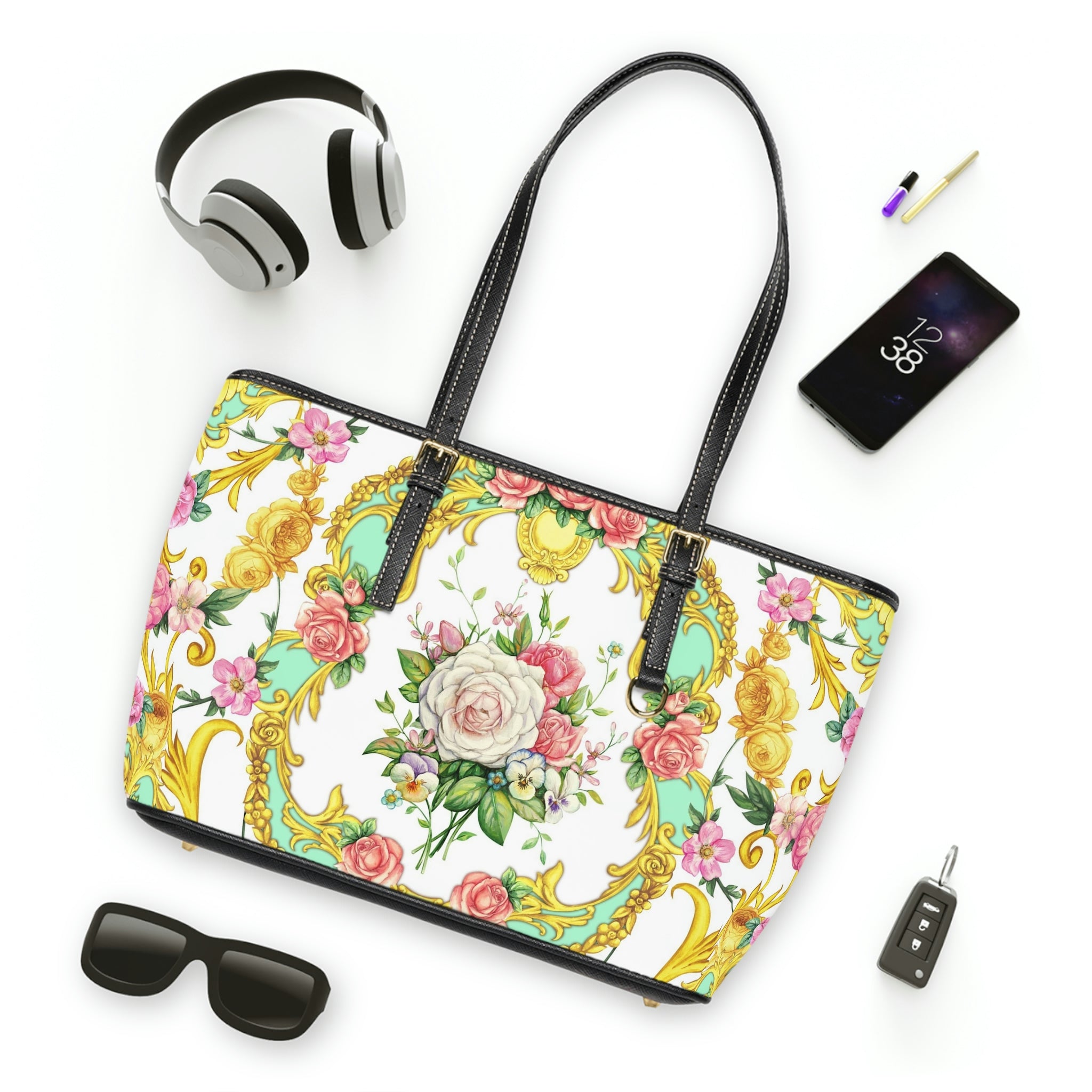 Regency Floral Vegan Leather Shoulder Bag