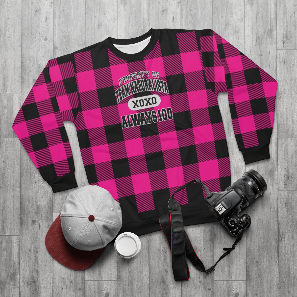 Fuschia Buffalo Check Crewneck Sweatshirt