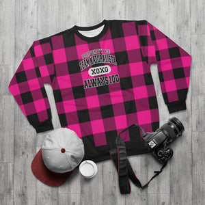 Fuschia Buffalo Check Crewneck Sweatshirt