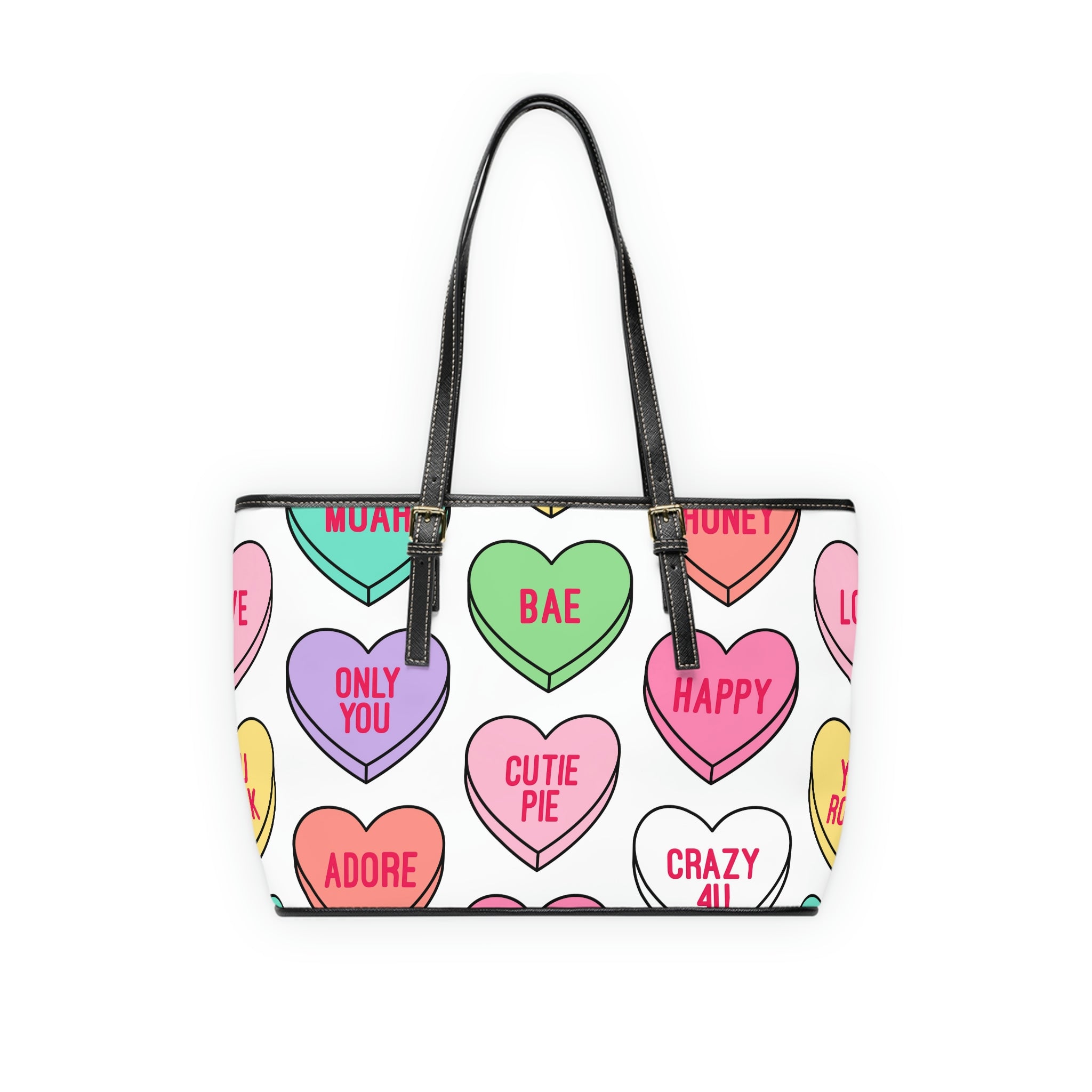 Candy Hearts Vegan Leather Shoulder Bag